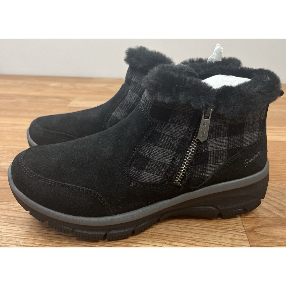 Skechers Easy Going Water Repellent Ankle Boots Plaid Days Women's Size 7.5 NEW